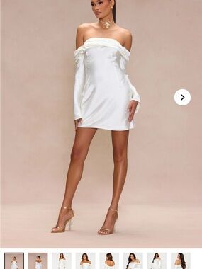 Fashion Nova White Strapless Satin Mini Dress